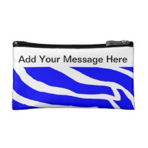 Personalised Blue Zebra Makeup Bags