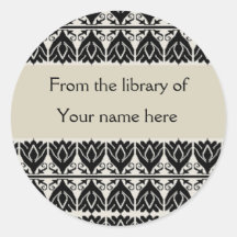 Personalised Bookplates - Black Damask Stickers