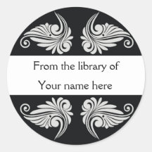 Personalised Bookplates - Flourishes Round Stickers