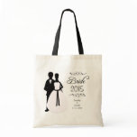 Personalised bride wedding favour canvas tote bag