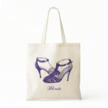 Personalised Bridesmaid Tote Bags, purple heels