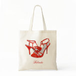 Personalised Bridesmaid Tote Bags, red heels