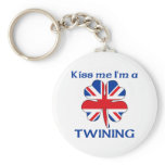Personalised British Kiss Me I'm Twining keychains