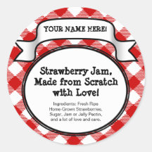Personalised Canning Jar/Lid Label, Red Gingham Sticker