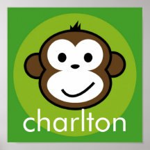 Personalised Cheeky Monkey [lime+green] Poster