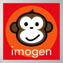 Personalised Cheeky Monkey [orange+red] Print