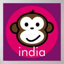 Personalised Cheeky Monkey [pink+purple] Posters