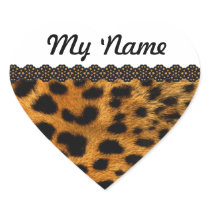 Personalised Cheetah Heart Stickers