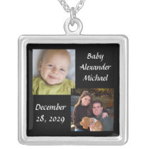 Personalised Collage 2 Photo Necklace Black w/Text