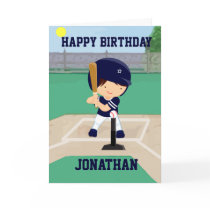 Personalised Cute Baseball cartoon player Greeting Cards