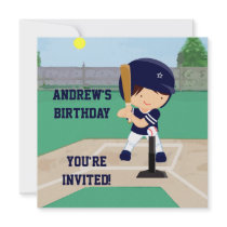 Personalised Cute Baseball cartoon player Custom Invite