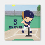 Personalised Cute Baseball cartoon player Refrigerator Magnet