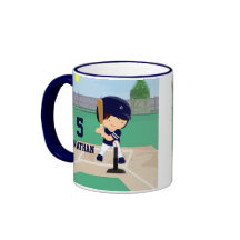 Personalised Cute Baseball cartoon player Mugs