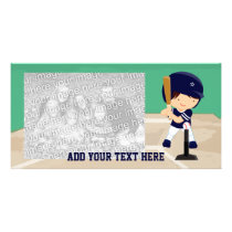 Personalised Cute Baseball cartoon player Photo Greeting Card
