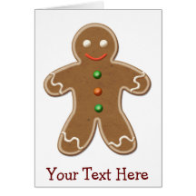 Personalised Cute Holiday Gingerbread Man Greeting Cards