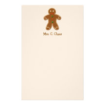 Personalised Cute Holiday Gingerbread Man Personalised Stationery
