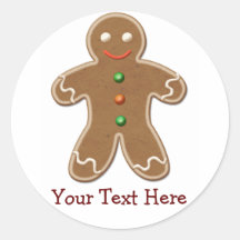 Personalised Cute Holiday Gingerbread Man Stickers