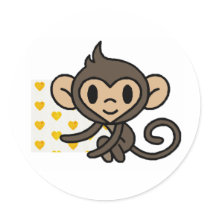 *!PERSONALISED!* cute monkey Round Stickers