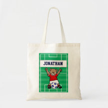 Personalised Cute Soccer Teddy Bear (red) Bags