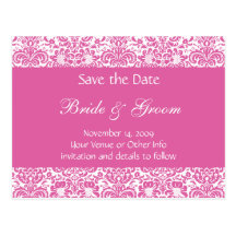Personalised Damask Save the Date Post Card