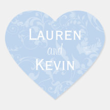 Personalised Damask Wedding Seal Heart Stickers