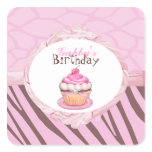 Personalised Fancy Cupcake Safari Sticker Topper