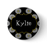 Personalised Flower Power Brights Award Name Pin buttons
