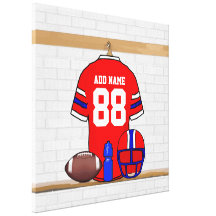 Personalised Football Grid Iron Jersey Stretched Canvas Print