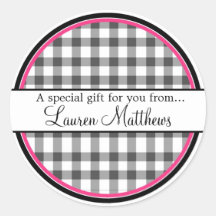 Personalised  Gingham Gift Stickers