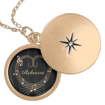 Personalised Golden musical notes love heart Pendants