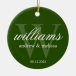 Personalised Green and White Monogram Christmas Ornament