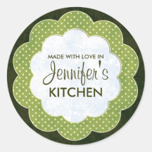 Personalised Green Floral Dot Canning Stickers
