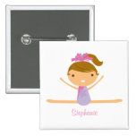 Personalised gymnastics split girl's kids button