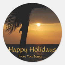 Personalised Happy Holidays seals Round Sticker