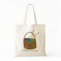 Personalised Happy Knitter's Basket Bag
