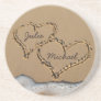 Personalised Hearts in the Sand coasters