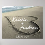 Personalised Hearts in the Sand Wedding Gift posters