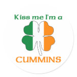 Personalised Irish Kiss Me I'm Cummins stickers