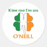 Personalised Irish Kiss Me I'm O'Neill Round Sticker