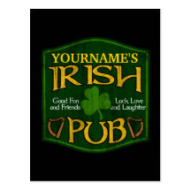 Personalised Irish Pub Sign Postcard