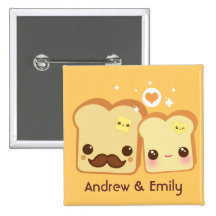 Personalised - Kawaii cute toasts couple Pins