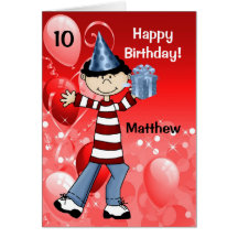 Personalised Kid's Birthday with Age for a Boy Greeting Cards