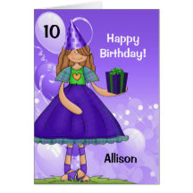 Personalised Kid's Birthday with Age for a Girl Cards