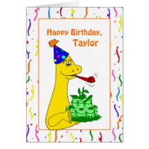 Personalised Kids Dinosaur Birthday Greeting Card