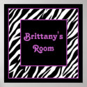 Personalised Kids Wall Decor - Zebra & Purple posters