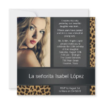 Personalised Leopard Photo Quinceanera Personalised Announcements