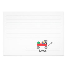 Personalised Lined Red Wagon Flat Note card Personalised Announcement