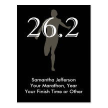 Personalised Marathon Runner 26.2 Keepsake Black Postcards