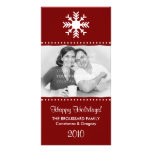 Personalised Maroon Snowflake Holiday Photo Cards
