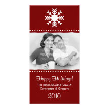 Personalised Maroon Snowflake Holiday Photo Cards